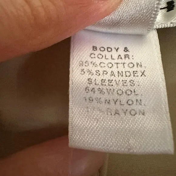 ST. JOHN Knit Sleeve Khaki Cotton Cropped Jacket S Quiet Luxury Academia